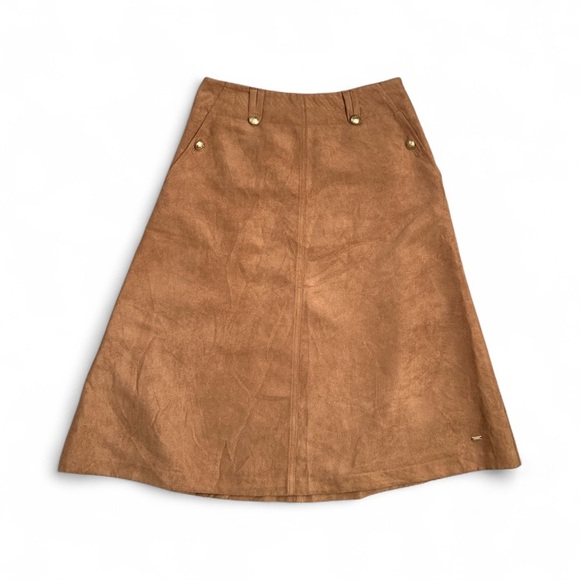 Tommy Hilfiger Tan Suede Skirt  A-Line Lined Size Small - Picture 3 of 15